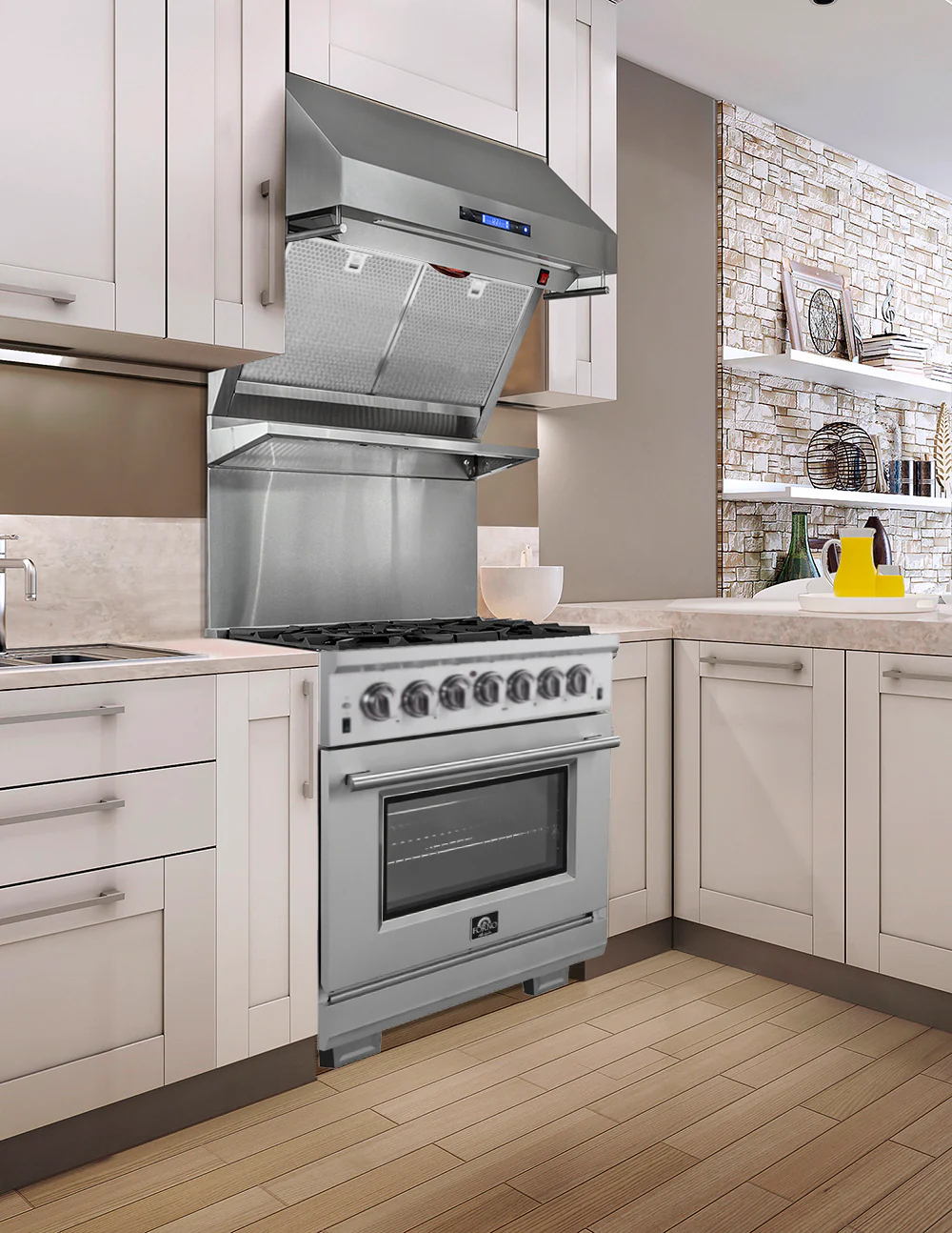 Forno Capriasca 30-Inch Freestanding Dual Fuel Range, 4 Burners, True Convection Oven - Image 10